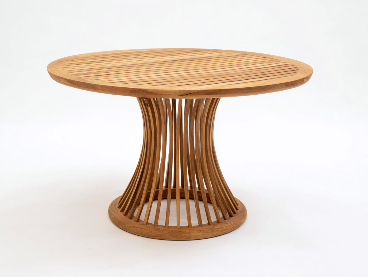 Tavolo da giardino - legno massello - 128x128x74 cm - marrone dorato - minimalista organico