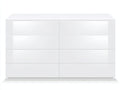 Cassettiera - Legno ingegnerizzato - 140x42x84 cm - Bianco lucido - Stile moderno