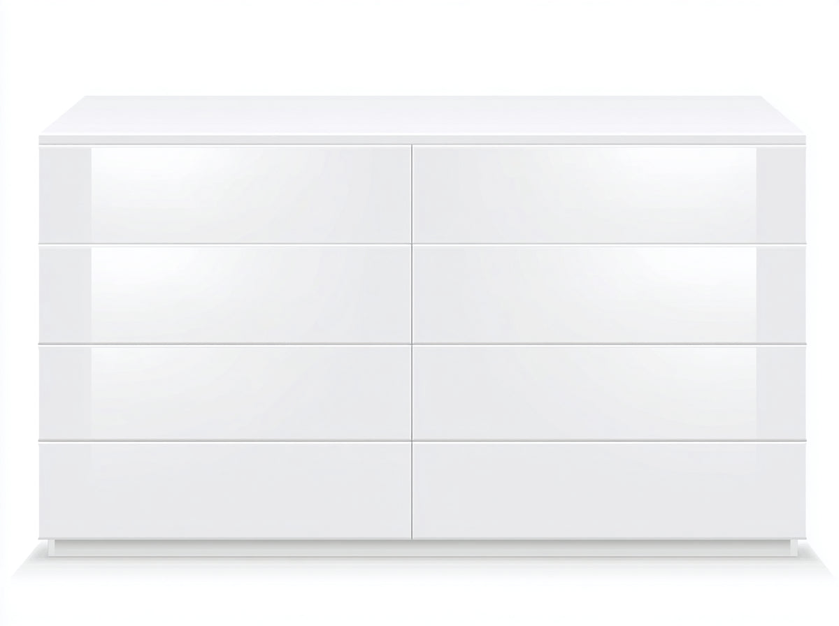Cassettiera - Legno ingegnerizzato - 140x42x84 cm - Bianco lucido - Stile moderno