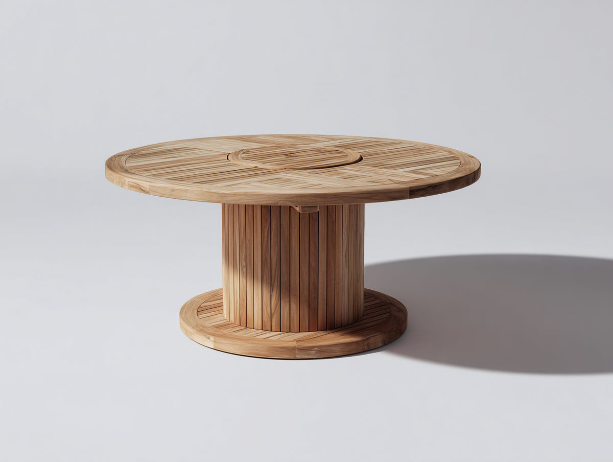 Tavolo da giardino - legno massello - 150x150x75 cm - naturale - contemporaneo