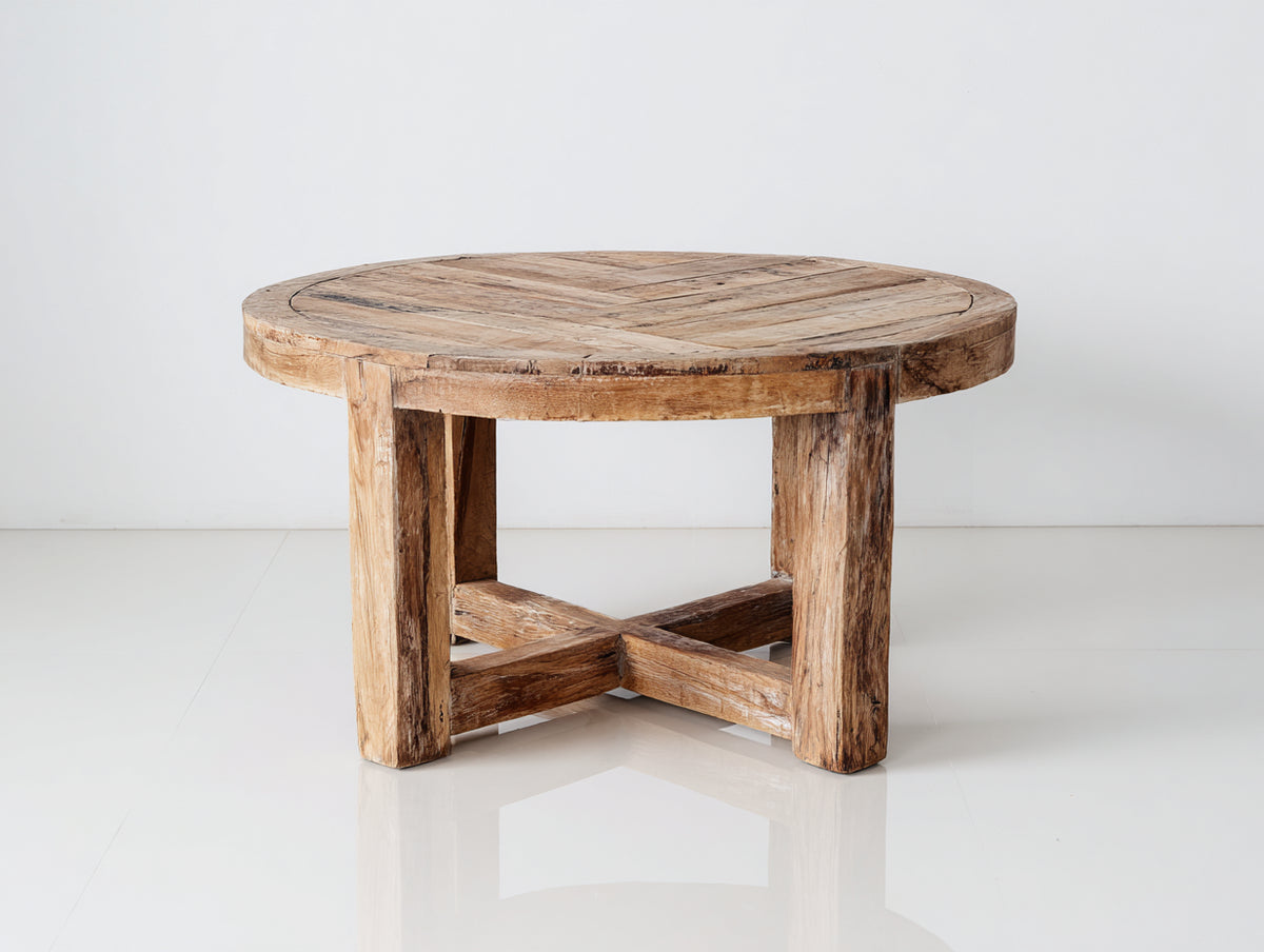 Tavolo da giardino - legno massello - 110x110x68 cm - marrone naturale - rustico