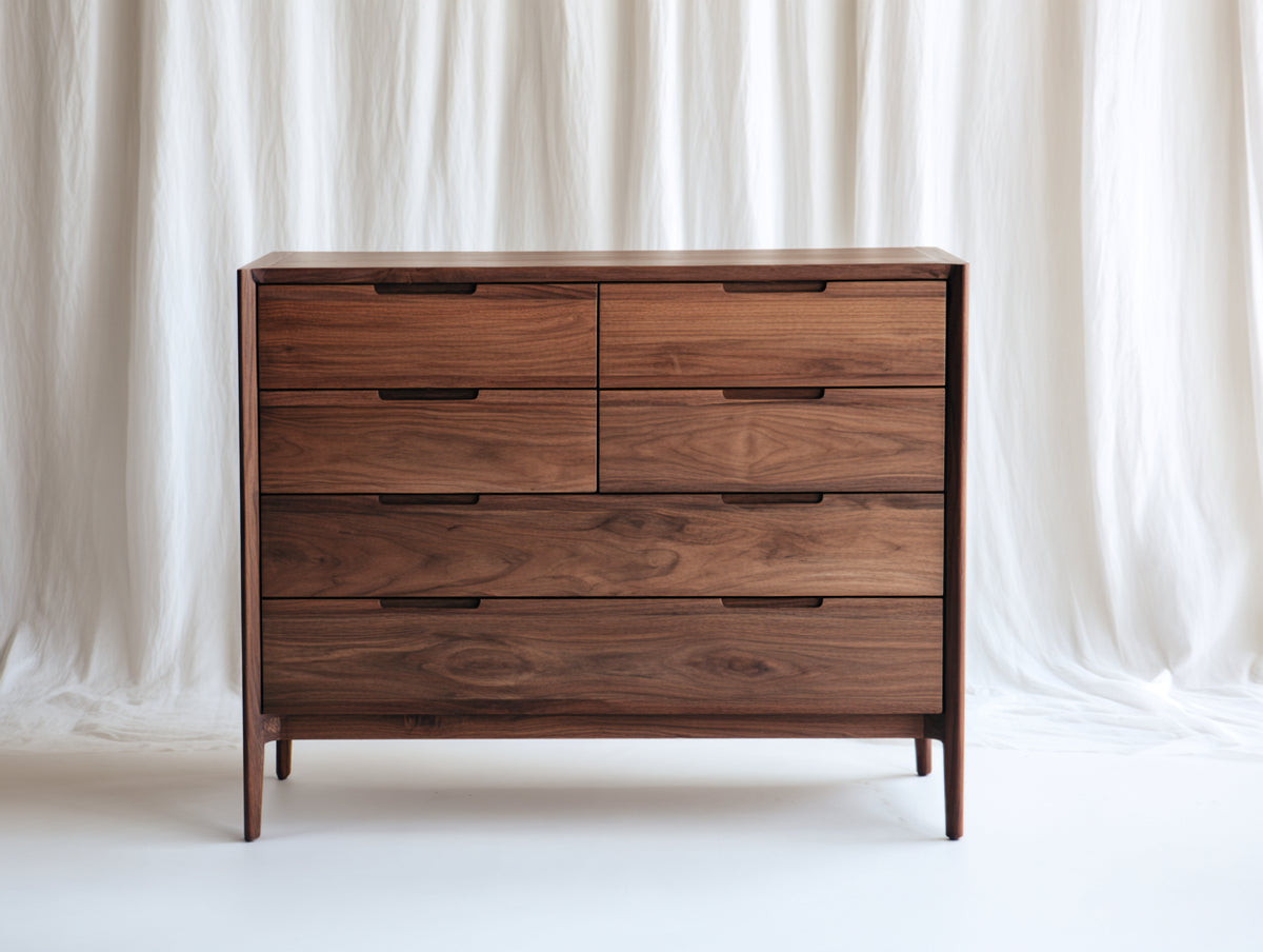 Cassettiera - Legno di noce - 118x43x92 cm - Marrone scuro - Stile minimalista