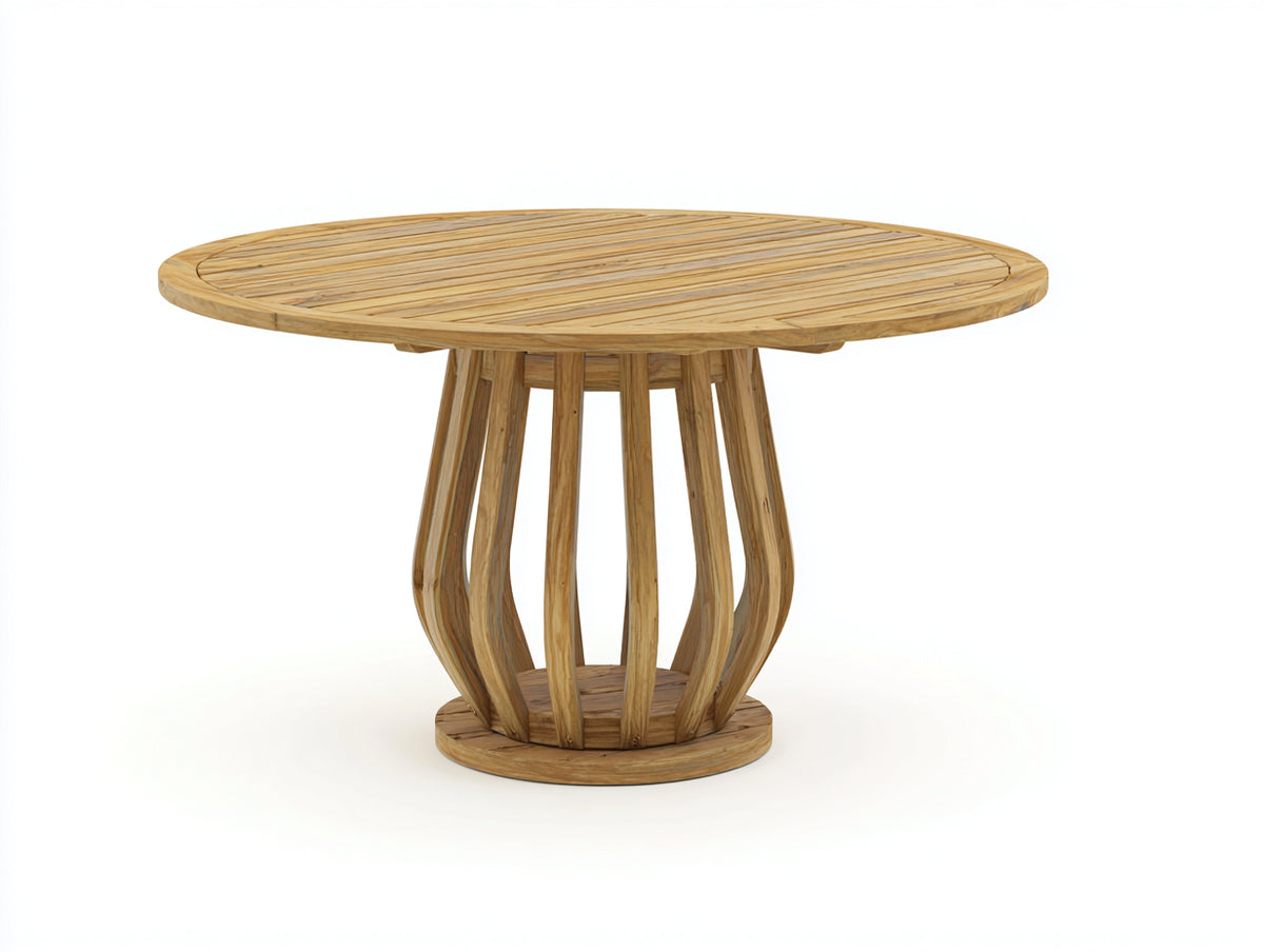 Tavolo da giardino - legno massello - 135x135x75 cm - naturale - organico moderno