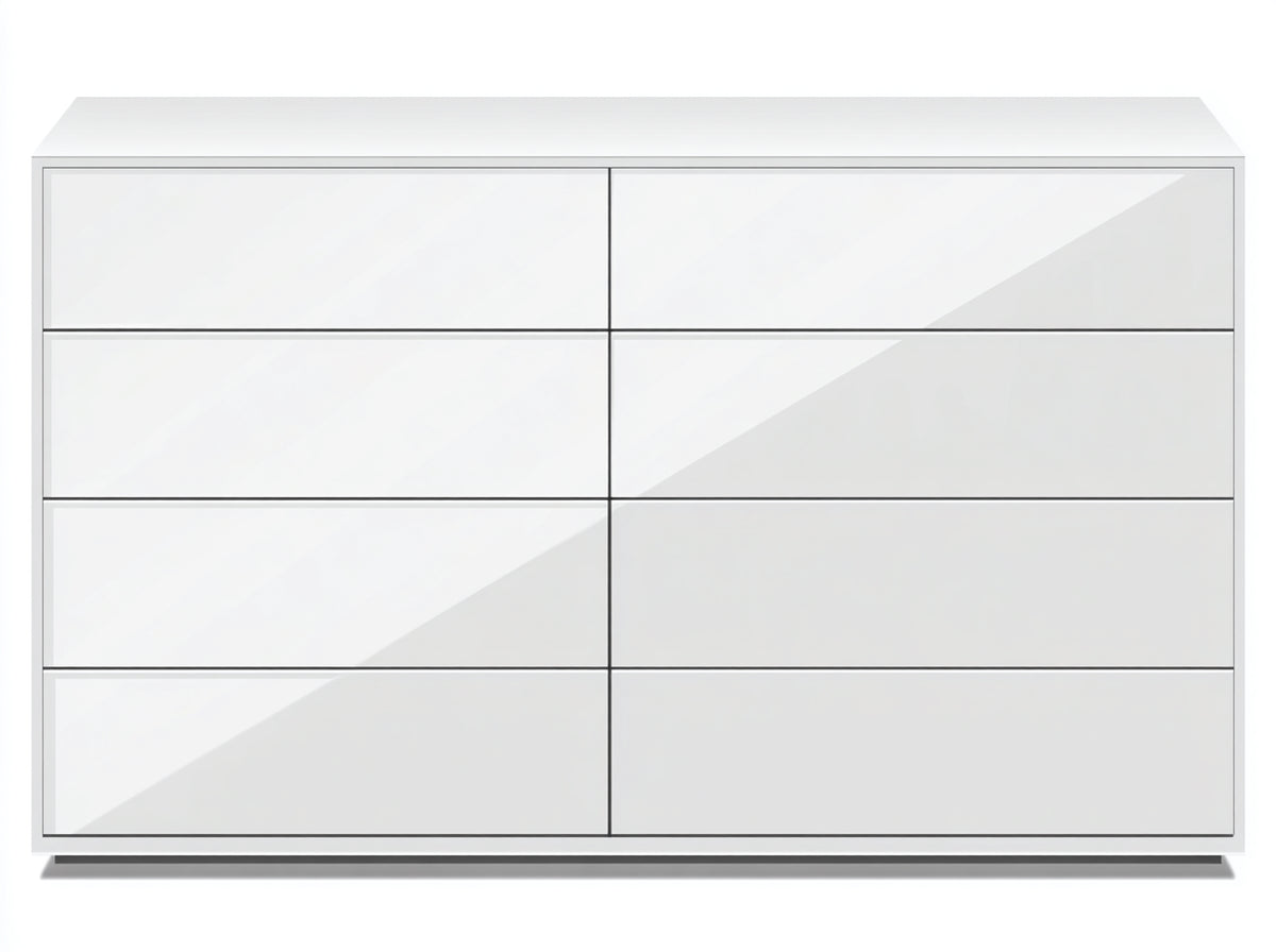 Cassettiera - Legno ingegnerizzato - 150x40x82 cm - Bianco lucido - Stile minimalista