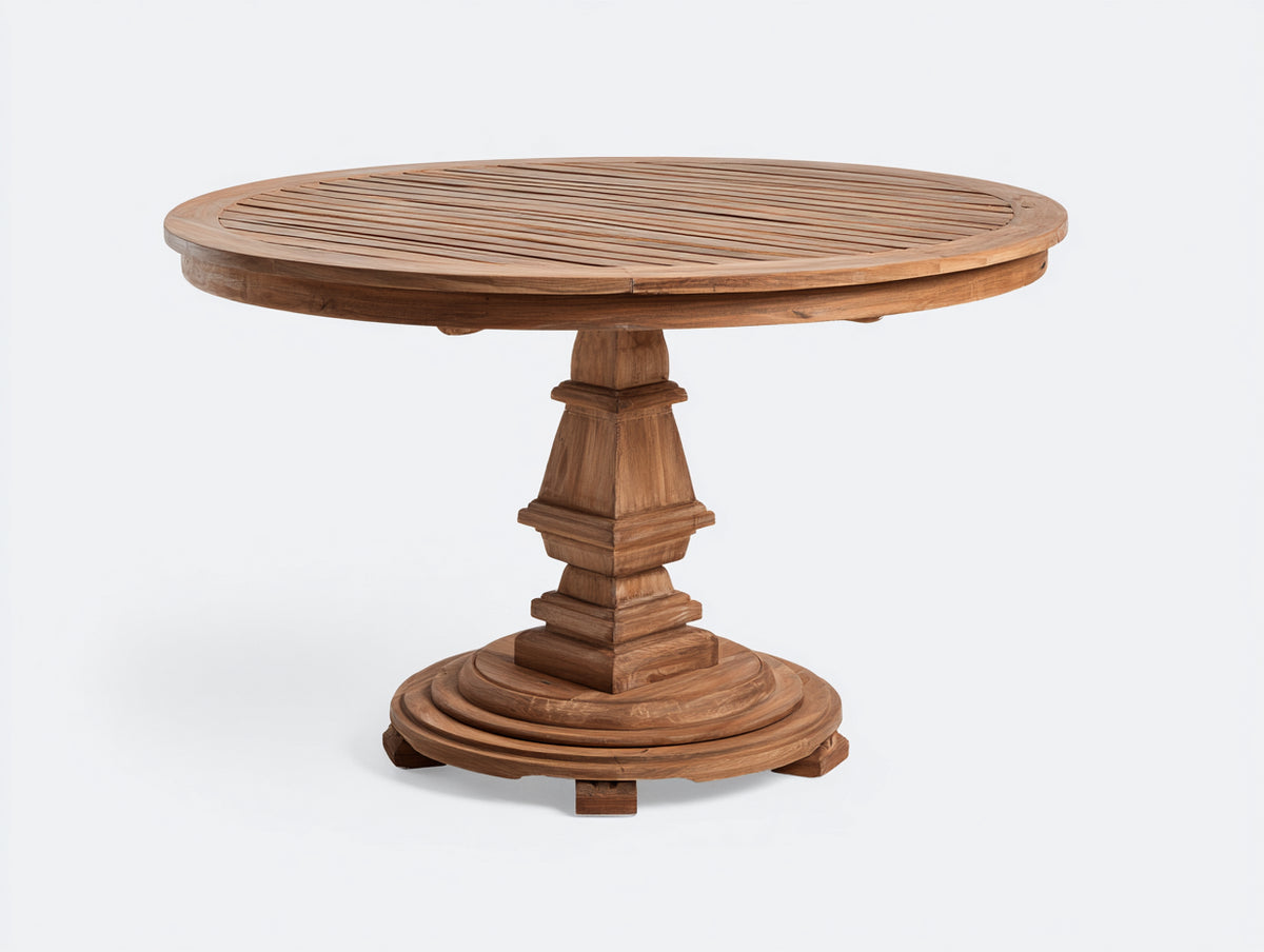 Tavolo da giardino - legno massello - 125x125x76 cm - marrone naturale - classico