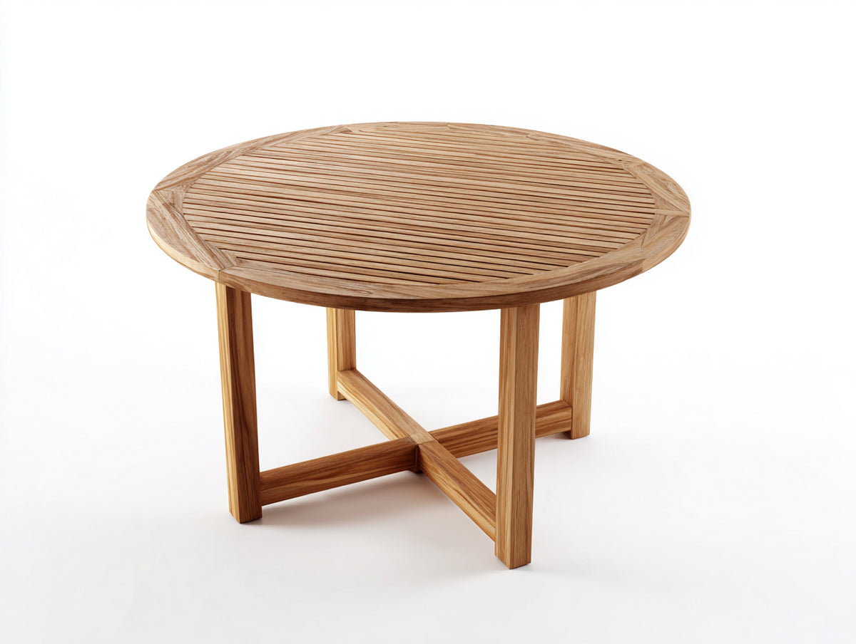 Tavolo da giardino - legno massello - 130x130x74 cm - naturale - minimalista