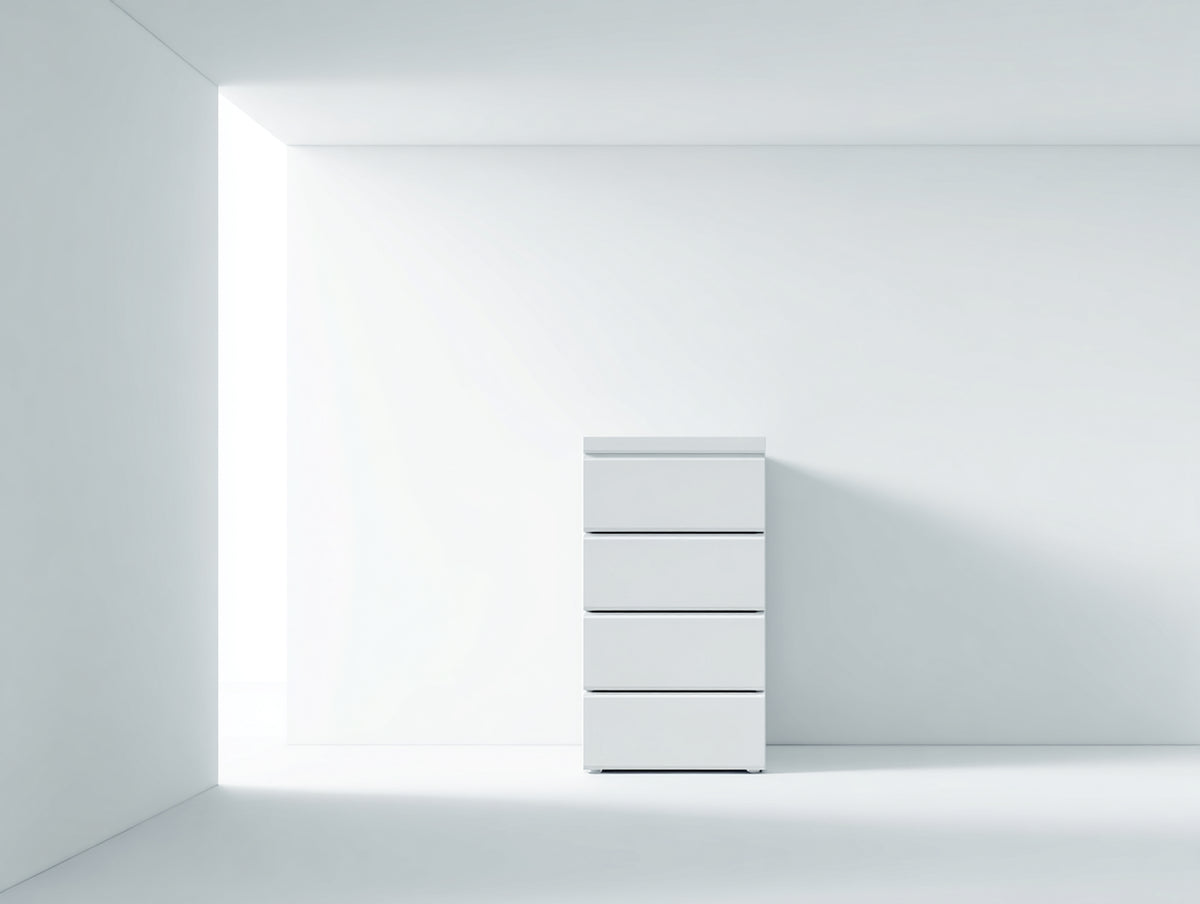 Cassettiera - Legno ingegnerizzato - 52x40x103 cm - Bianco opaco - Stile minimalista