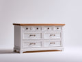 Cassettiera - Legno - 140x47x88 cm - Bianco-Marrone naturale - Stile classico
