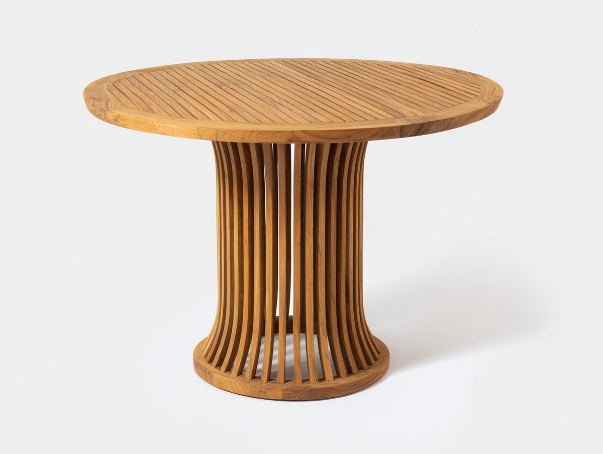 Tavolo da giardino - Legno di teak - 105x105x76 cm - Marrone naturale - Design moderno a doghe