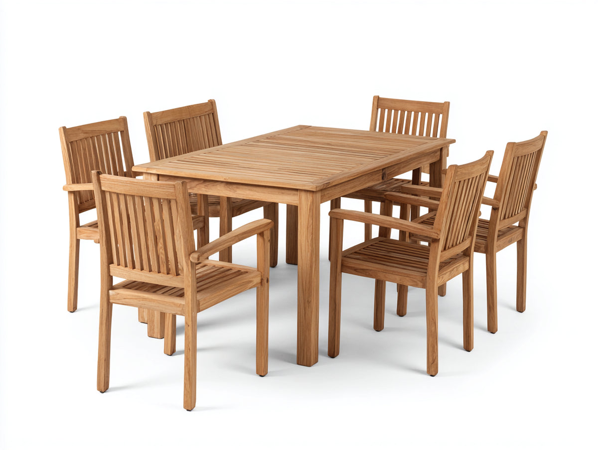 Set da pranzo da esterno - Legno - 160x90x75 cm - Marrone chiaro - Stile classico