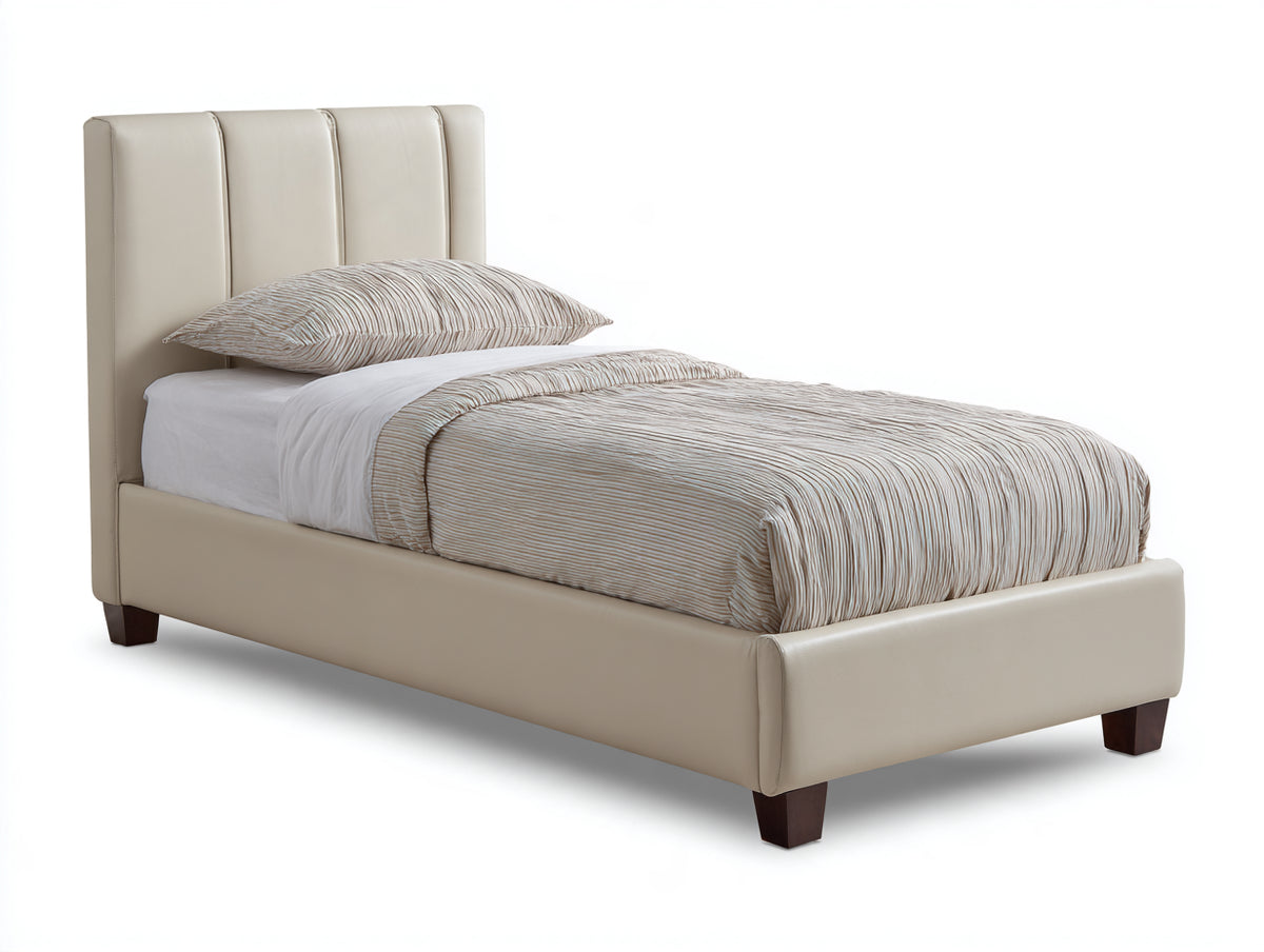 Letto singolo - Similpelle - 208x103x108 cm - Beige chiaro - Stile contemporaneo