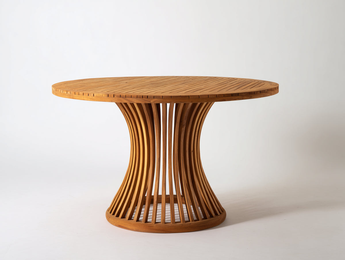 Tavolo da giardino - legno massello - 142x142x75 cm - marrone miele - organico moderno